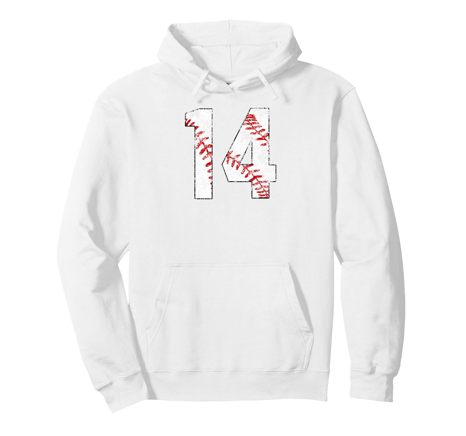 Distressed Baseball Number 14 Jersey Player Hoodie - Graphic Print Unisex - T-Shirt, Sweatshirt, Hoodie