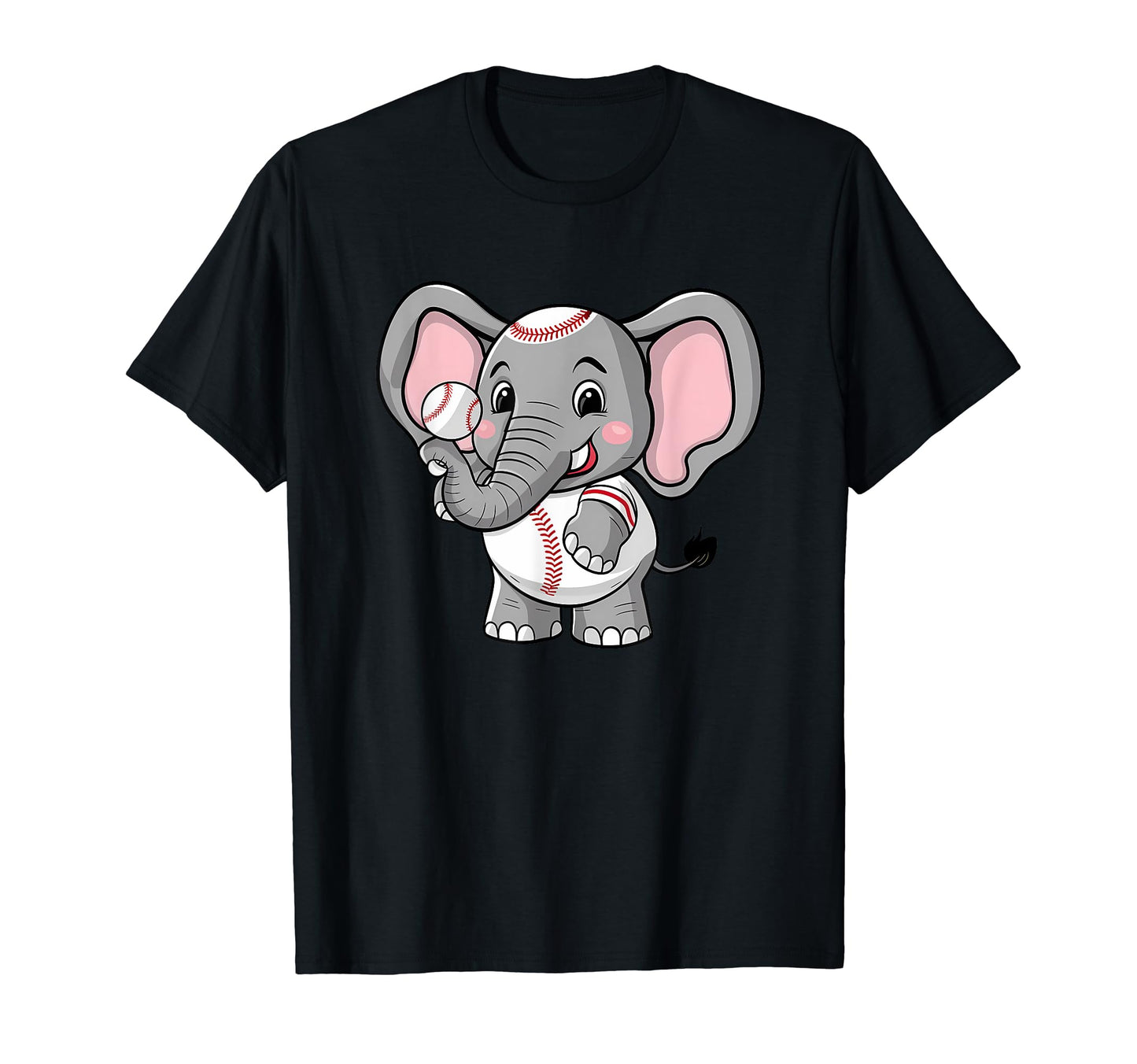 Elephant Playing Baseball Funny T-Shirt - Minimalist Print Men Women - T-Shirt, Sweatshirt, Hoodie