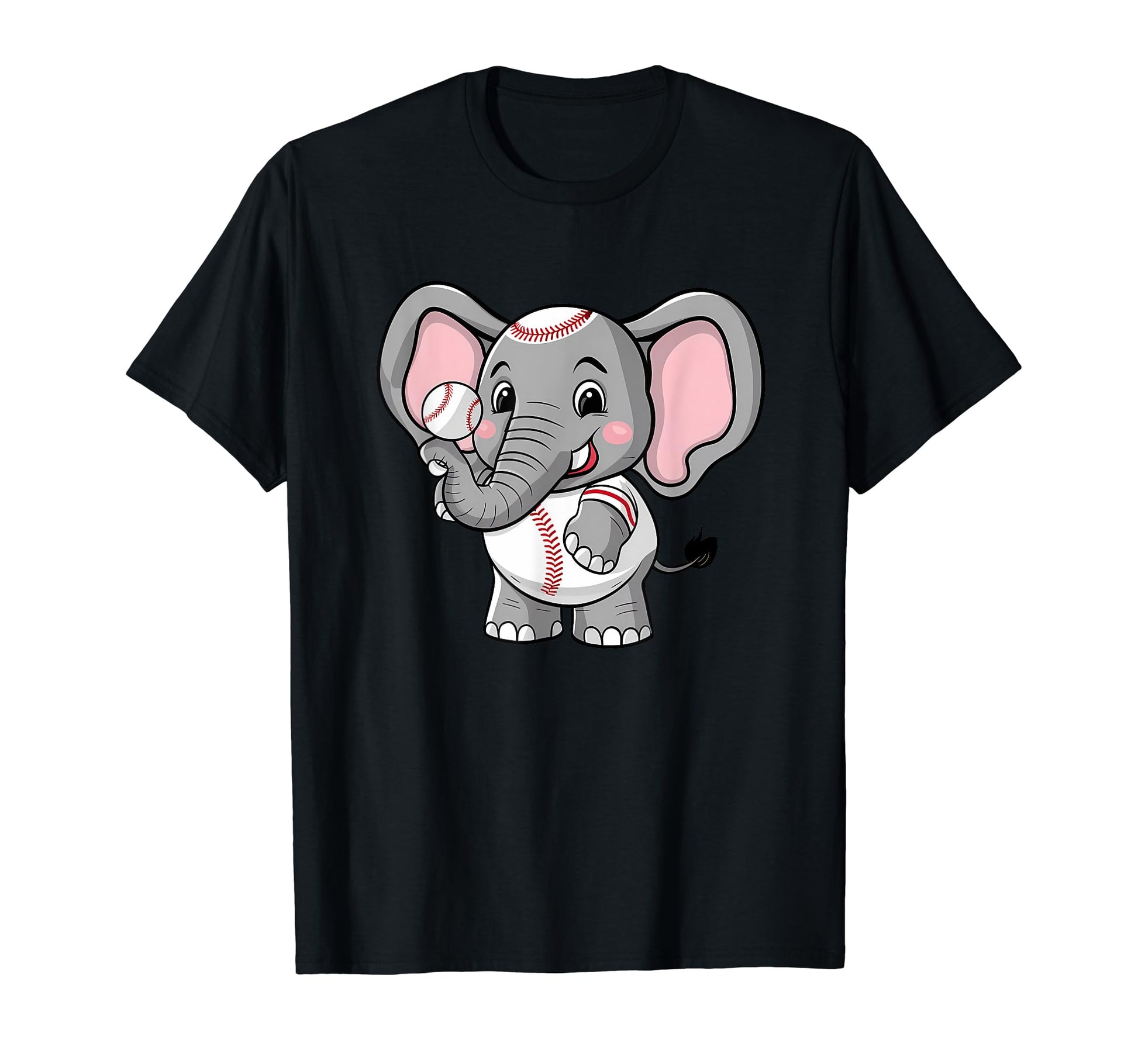 Elephant Playing Baseball Funny T-Shirt - Minimalist Print Men Women - T-Shirt, Sweatshirt, Hoodie