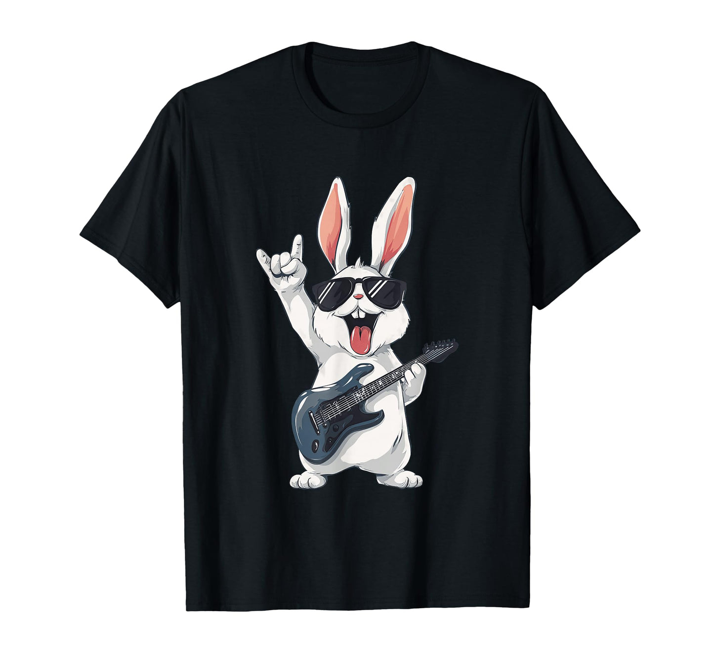 Rabbit Playing Guitar Funny Rock T-Shirt - Aesthetic Graphic for Adults - T-Shirt, Sweatshirt, Hoodie