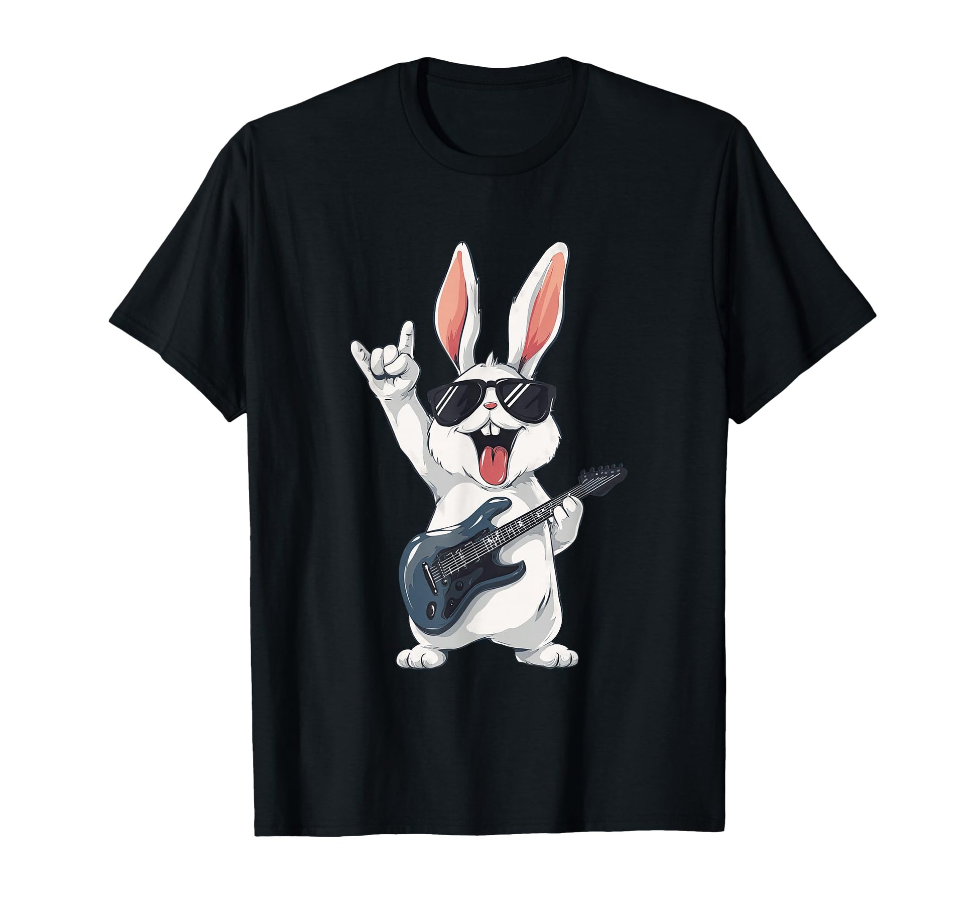 Rabbit Playing Guitar Funny Rock T-Shirt - Aesthetic Graphic for Adults - T-Shirt, Sweatshirt, Hoodie
