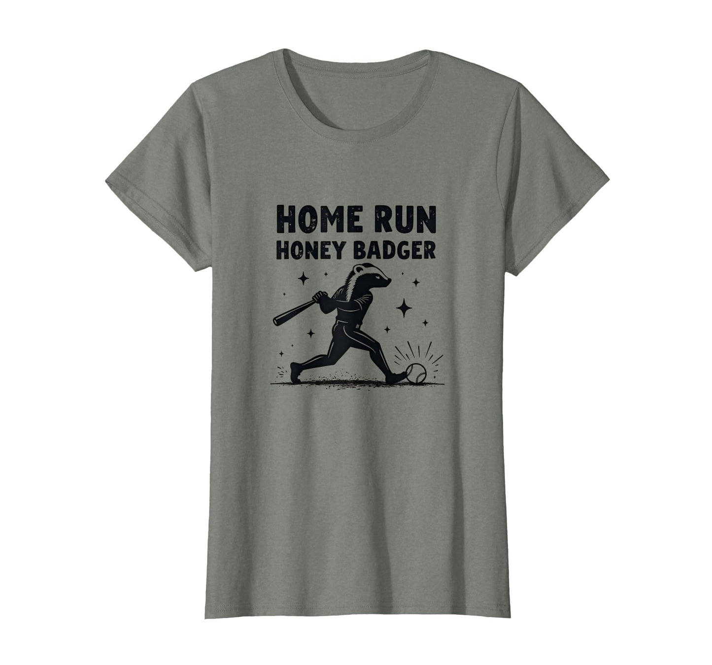 Home Run Honey Badger Womens Baseball T-Shirt - Unique Graphic for Adults - T-Shirt, Sweatshirt, Hoodie