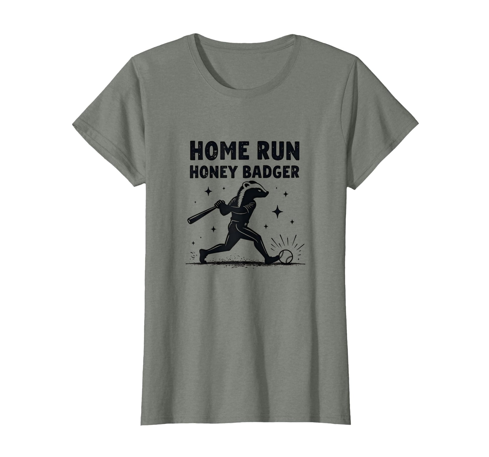 Home Run Honey Badger Womens Baseball T-Shirt - Unique Graphic for Adults - T-Shirt, Sweatshirt, Hoodie