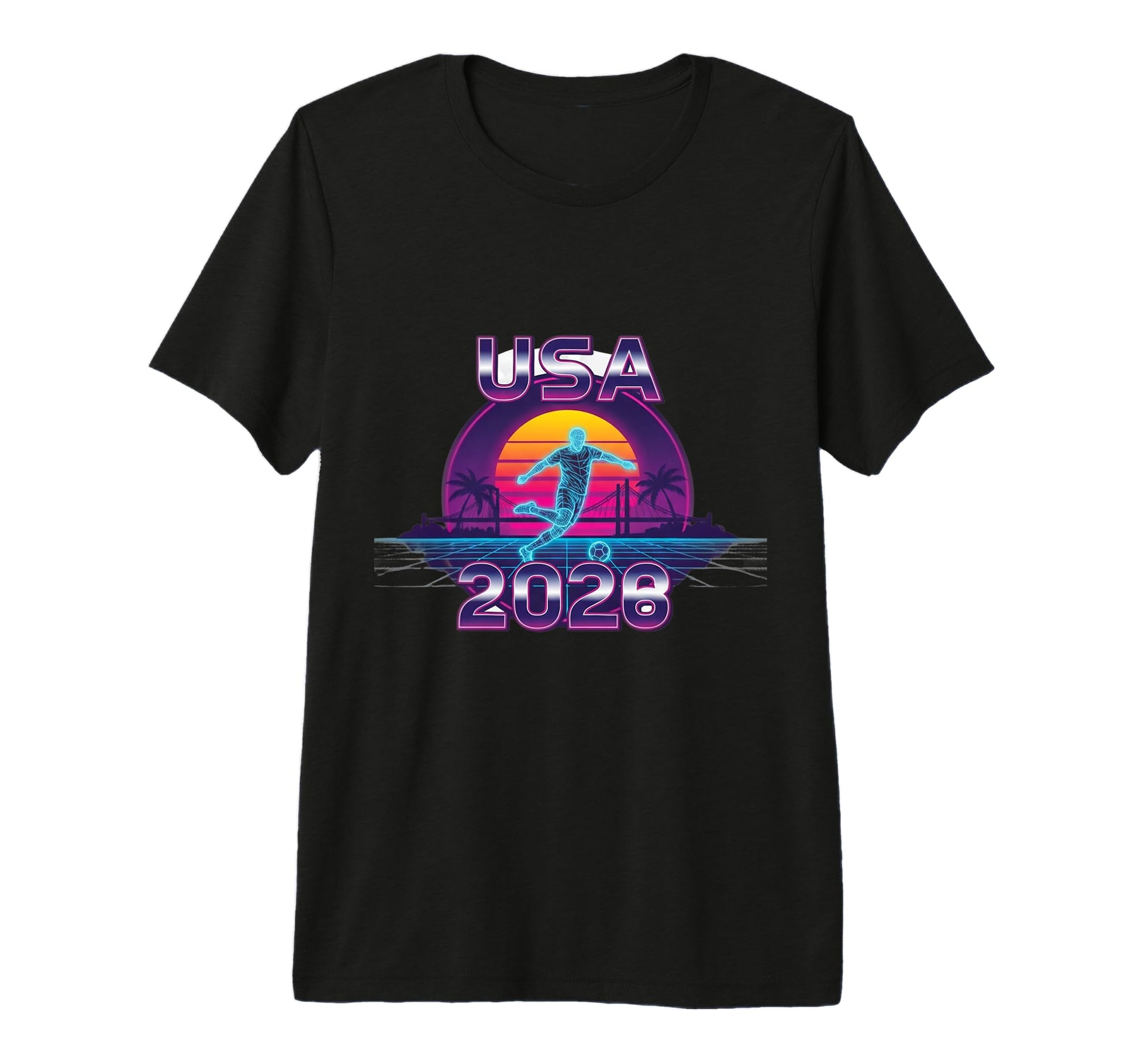 Outrun 80S Soccer Player Synthwave T-Shirt - Fun Novelty Design for Adults - T-Shirt, Sweatshirt, Hoodie