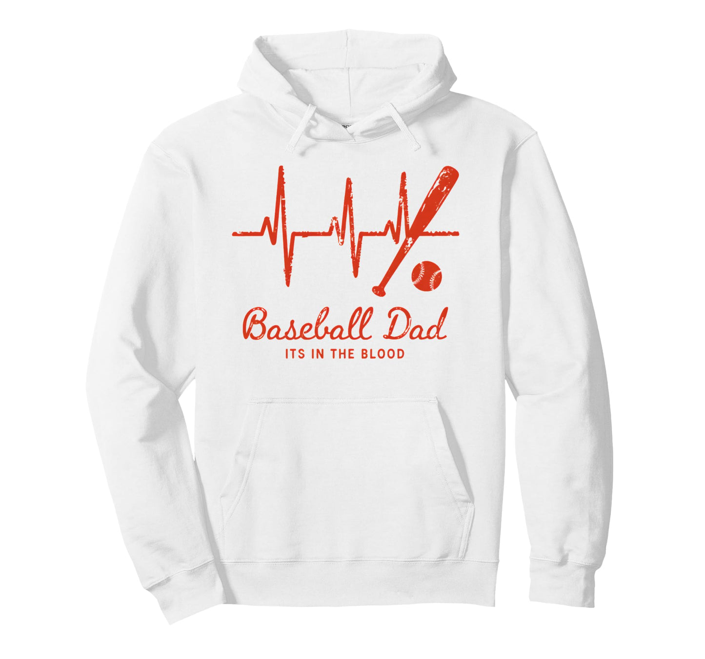 Baseball Dad Baseball Heartbeat Hoodie - Streetwear Style Unisex - T-Shirt, Sweatshirt, Hoodie