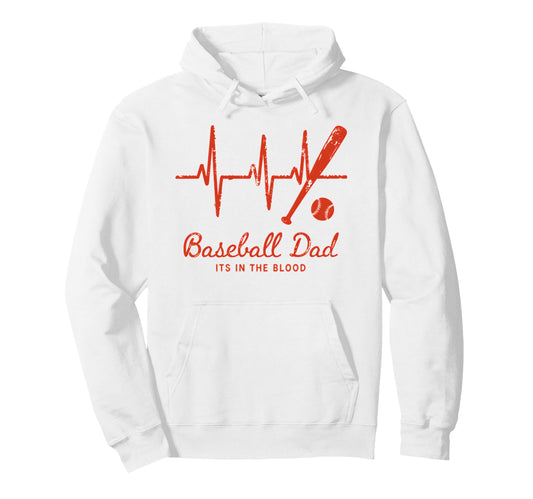 Baseball Dad Baseball Heartbeat Hoodie - Streetwear Style Unisex - T-Shirt, Sweatshirt, Hoodie