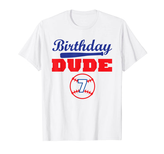 7 Year Old 7Th Birthday Dude Baseball T-Shirt - Aesthetic Graphic Unisex - T-Shirt, Sweatshirt, Hoodie