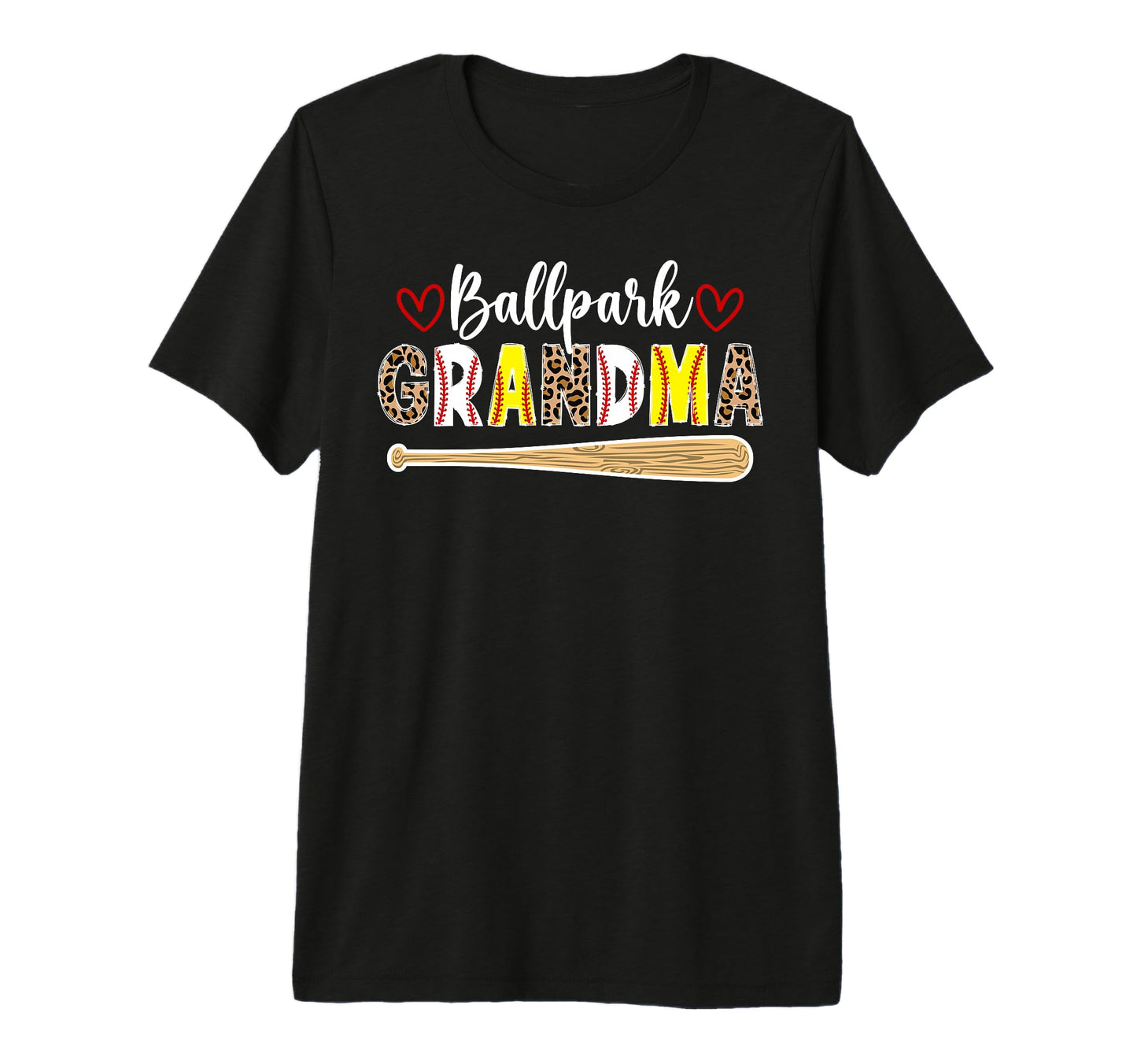 Ballpark Grandma Leopard Baseball T-Shirt - Custom Art Print Unisex - T-Shirt, Sweatshirt, Hoodie