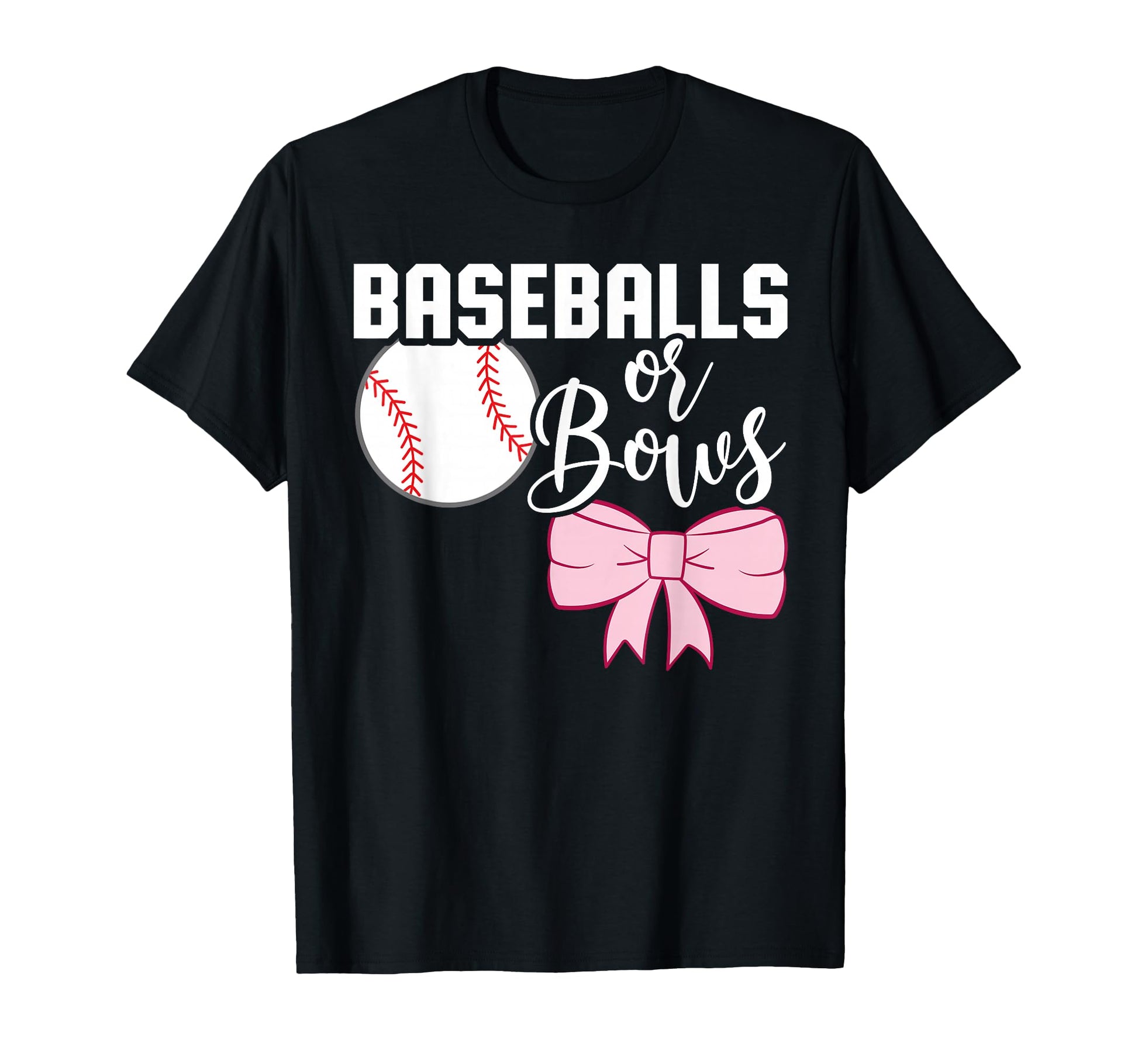 Baseballs Or Bows Gender Reveal T-Shirt - Aesthetic Graphic for Adults - T-Shirt, Sweatshirt, Hoodie
