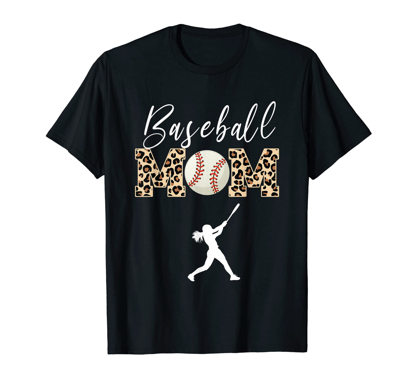 Softball Mom Leopard Funny Baseball Mom T-Shirt - Minimalist Print Unisex - T-Shirt, Sweatshirt, Hoodie