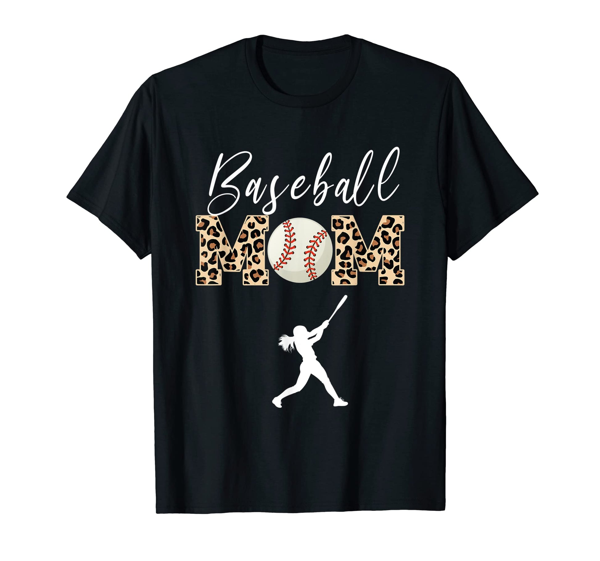 Softball Mom Leopard Funny Baseball Mom T-Shirt - Minimalist Print Unisex - T-Shirt, Sweatshirt, Hoodie