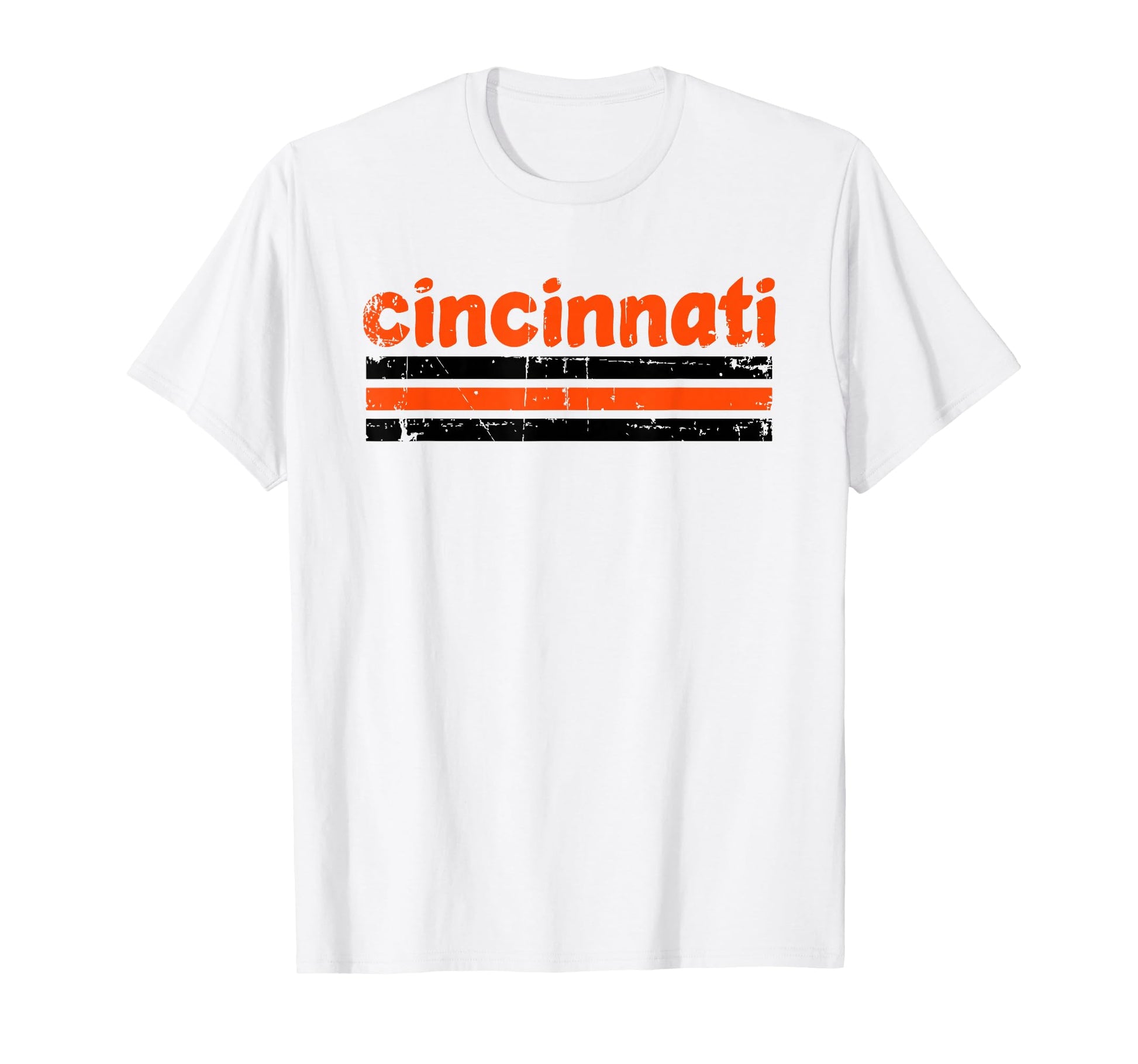 Cincinnati Ohio Three Stripe Weathered T-Shirt - Unique Graphic Unisex - T-Shirt, Sweatshirt, Hoodie