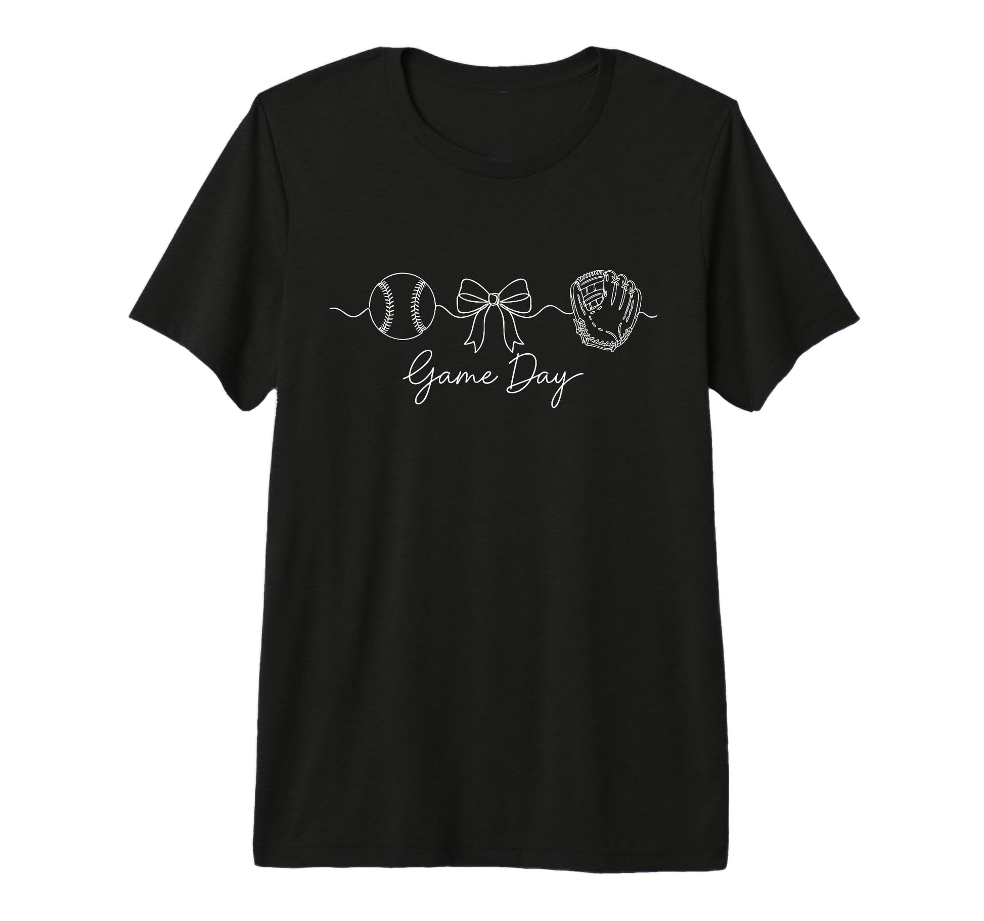 Game Day Baseball Mom Ball Bow Glove T-Shirt - Trendy Graphic for Adults - T-Shirt, Sweatshirt, Hoodie