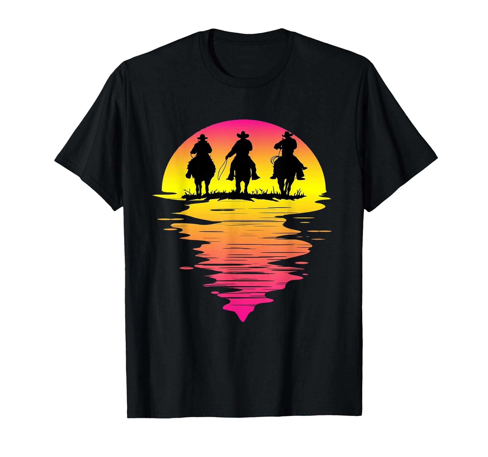 Cowboys Sunset Western Cowboy T-Shirt - Fun Novelty Design Unisex - T-Shirt, Sweatshirt, Hoodie