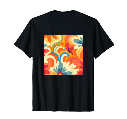 70S Wallpaper Flowers Floral Pattern T-Shirt - Custom Art Print Unisex - T-Shirt, Sweatshirt, Hoodie