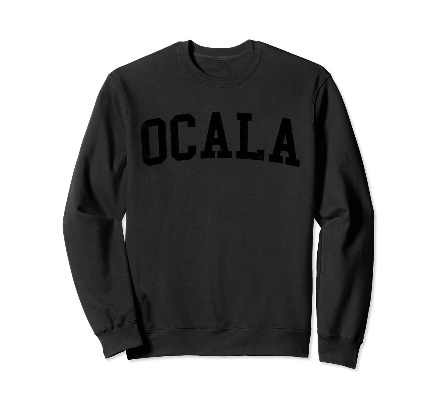 Ocala Fl Distressed Black Varsity Sweatshirt - Unique Graphic Unisex - T-Shirt, Sweatshirt, Hoodie
