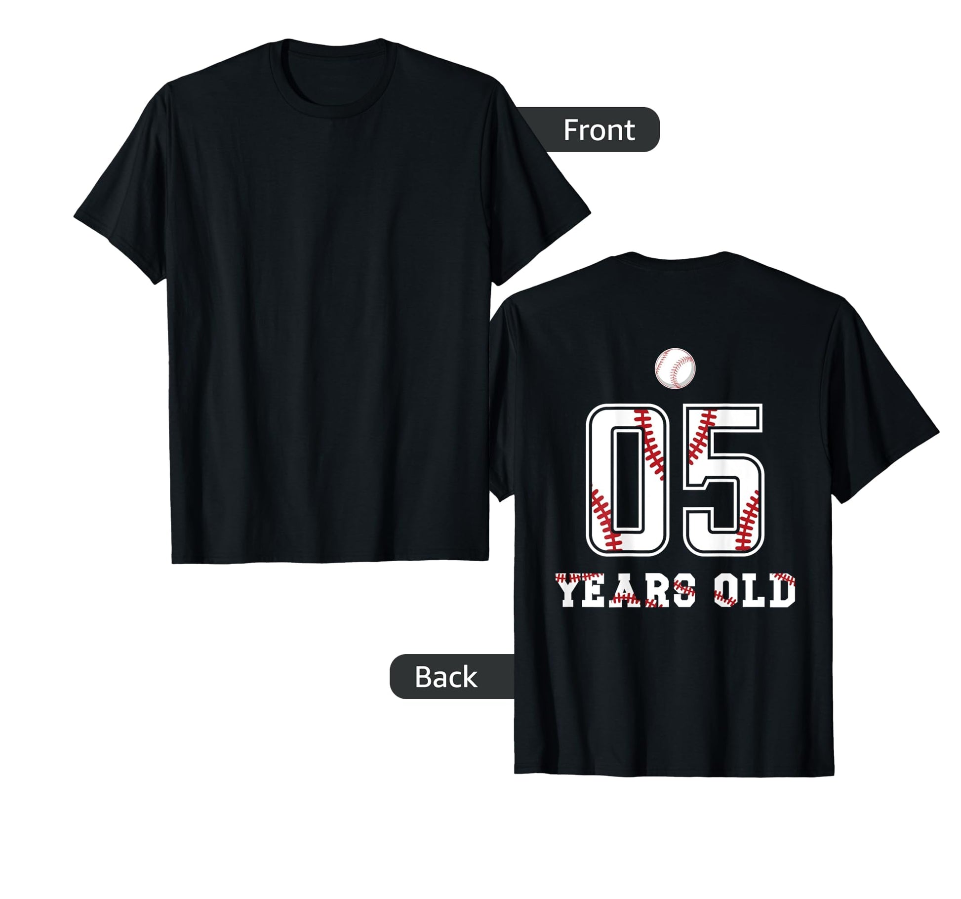 Five Years Old 5 Birthday Baseball T-Shirt - Novelty Apparel for Adults - T-Shirt, Sweatshirt, Hoodie