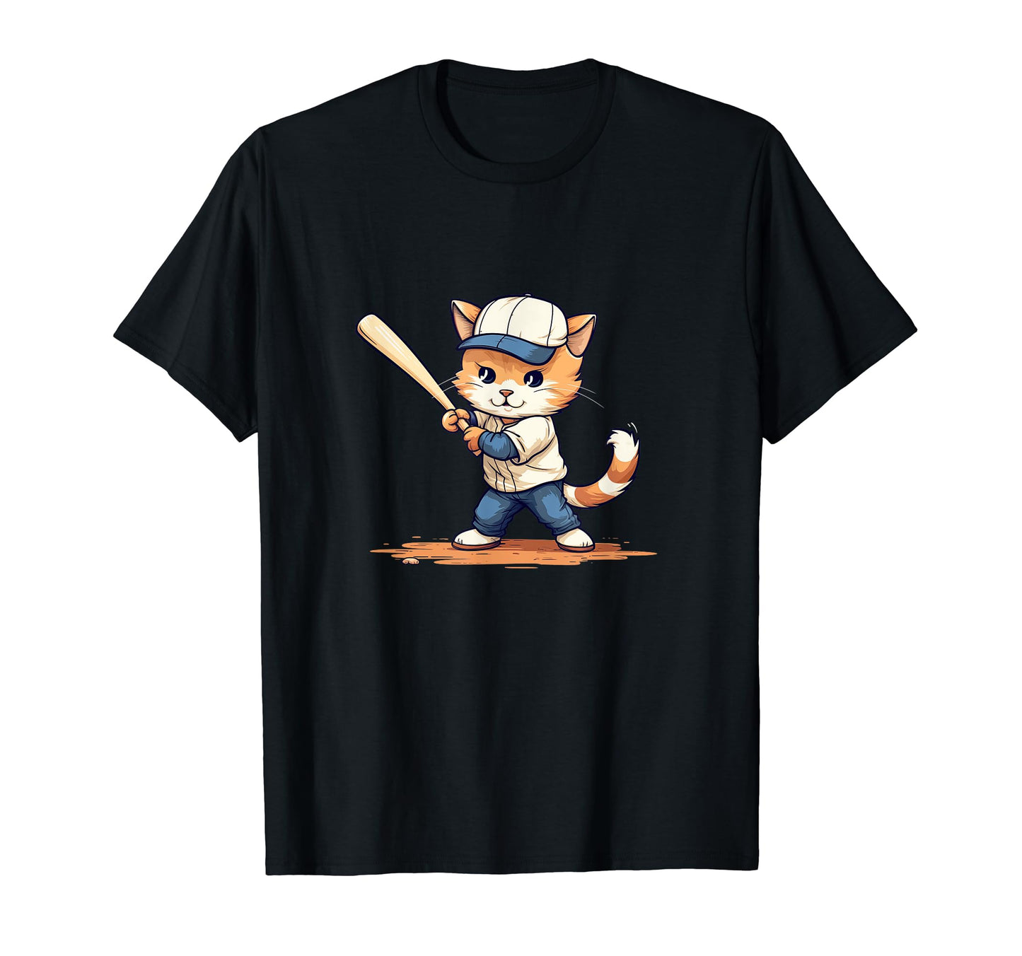 Home Run Feline Whimsical Swing T-Shirt - Unique Graphic for Adults - T-Shirt, Sweatshirt, Hoodie