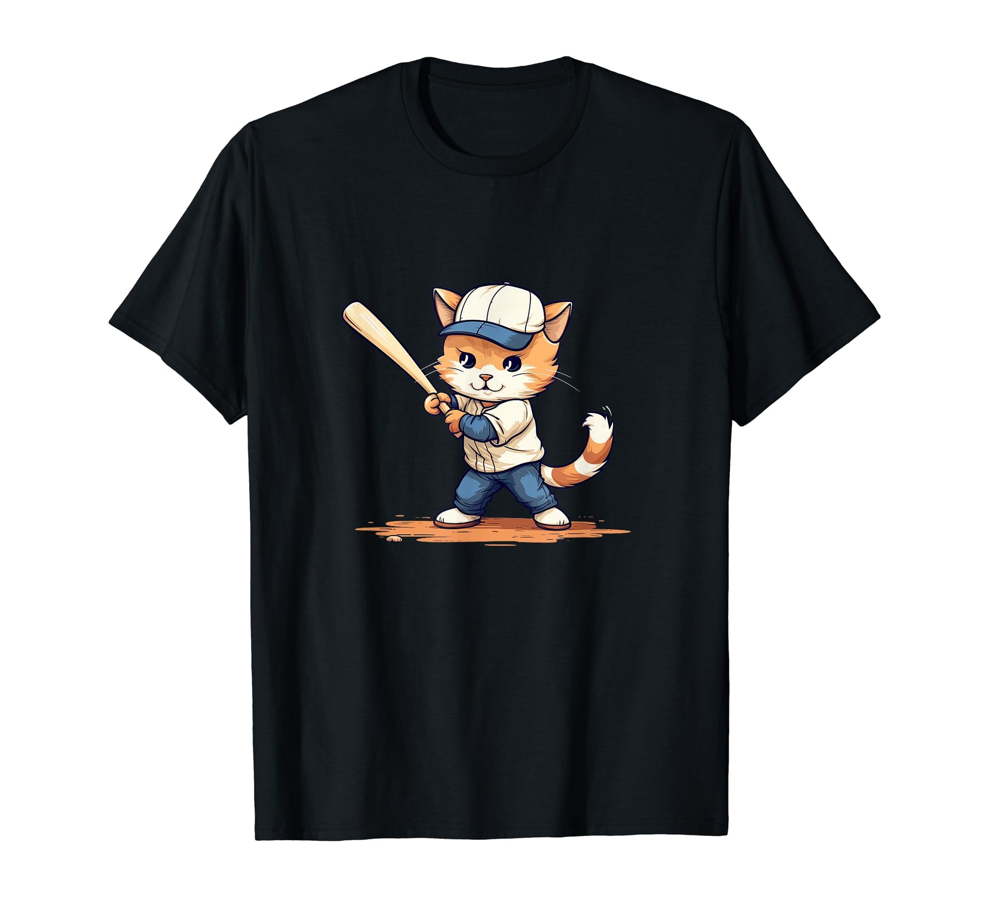Home Run Feline Whimsical Swing T-Shirt - Unique Graphic for Adults - T-Shirt, Sweatshirt, Hoodie