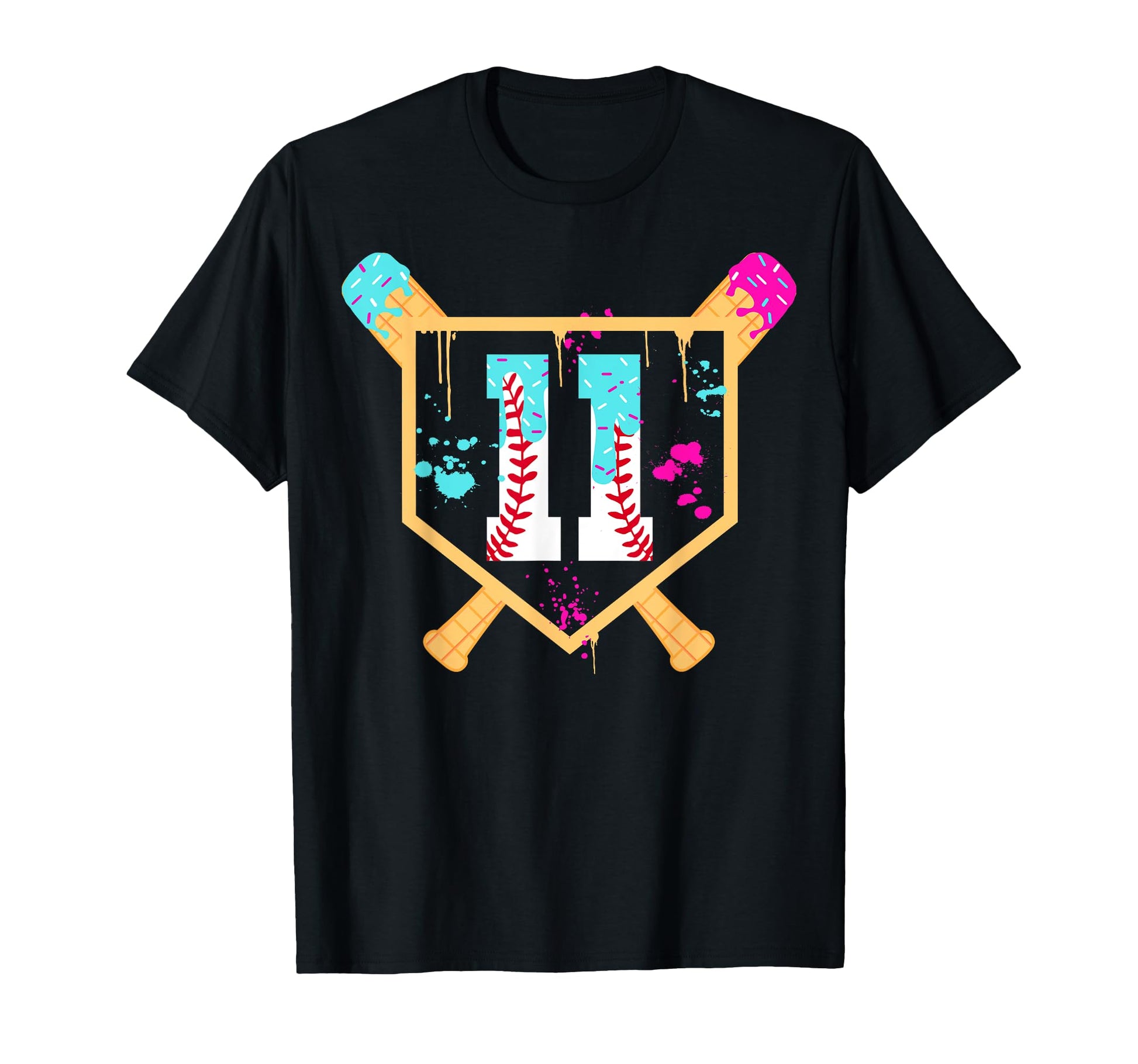 Baseball 11 Year Old Ice Cream Drip T-Shirt - Novelty Apparel for Adults - T-Shirt, Sweatshirt, Hoodie
