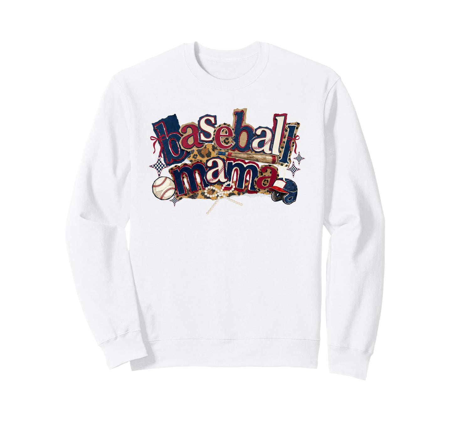 Baseball Mama Leopard Coquette Bow Sweatshirt - Trendy Graphic Unisex - T-Shirt, Sweatshirt, Hoodie