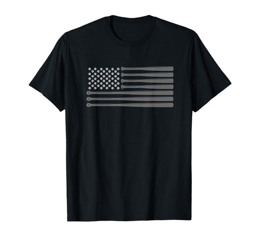 American Flag Baseball And Bats T-Shirt - Casual Everyday Wear for Adults - T-Shirt, Sweatshirt, Hoodie