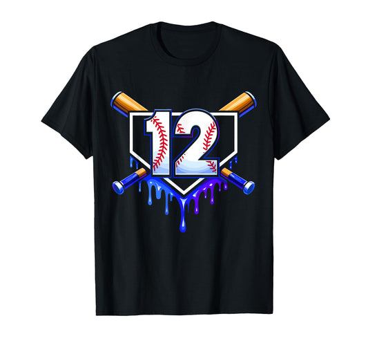 12Th Birthday Baseball 12 Years Ice T-Shirt - Streetwear Style for Adults - T-Shirt, Sweatshirt, Hoodie