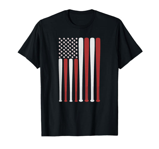 Baseball Bats American Flag Patriotic T-Shirt - Graphic Print Men Women - T-Shirt, Sweatshirt, Hoodie