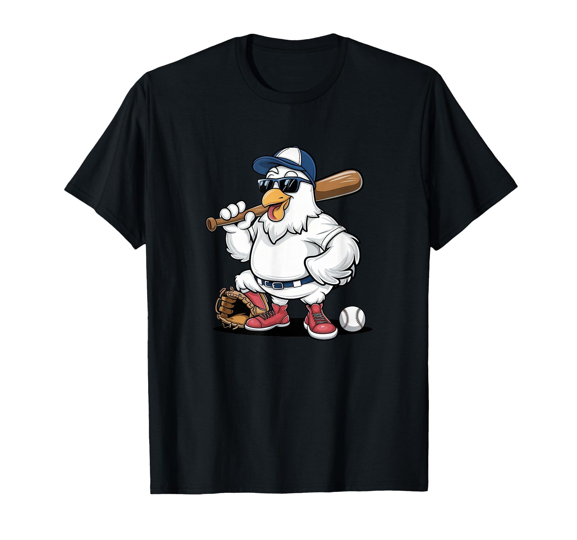 Baseball Playing Chicken Funny Sports T-Shirt - Unique Graphic for Adults - T-Shirt, Sweatshirt, Hoodie