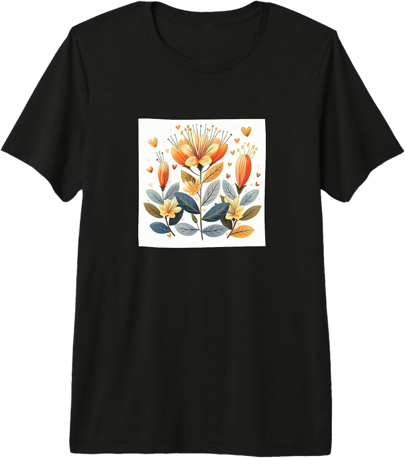 Honeysuckle Flowers And Hearts Boho Style Merch - Adult & Kids T-Shirts, Sweatshirts & Hoodies apparel design preview 1