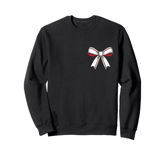 Baseball Bow Baseball Mom Mama Sweatshirt - Minimalist Print for Adults - T-Shirt, Sweatshirt, Hoodie