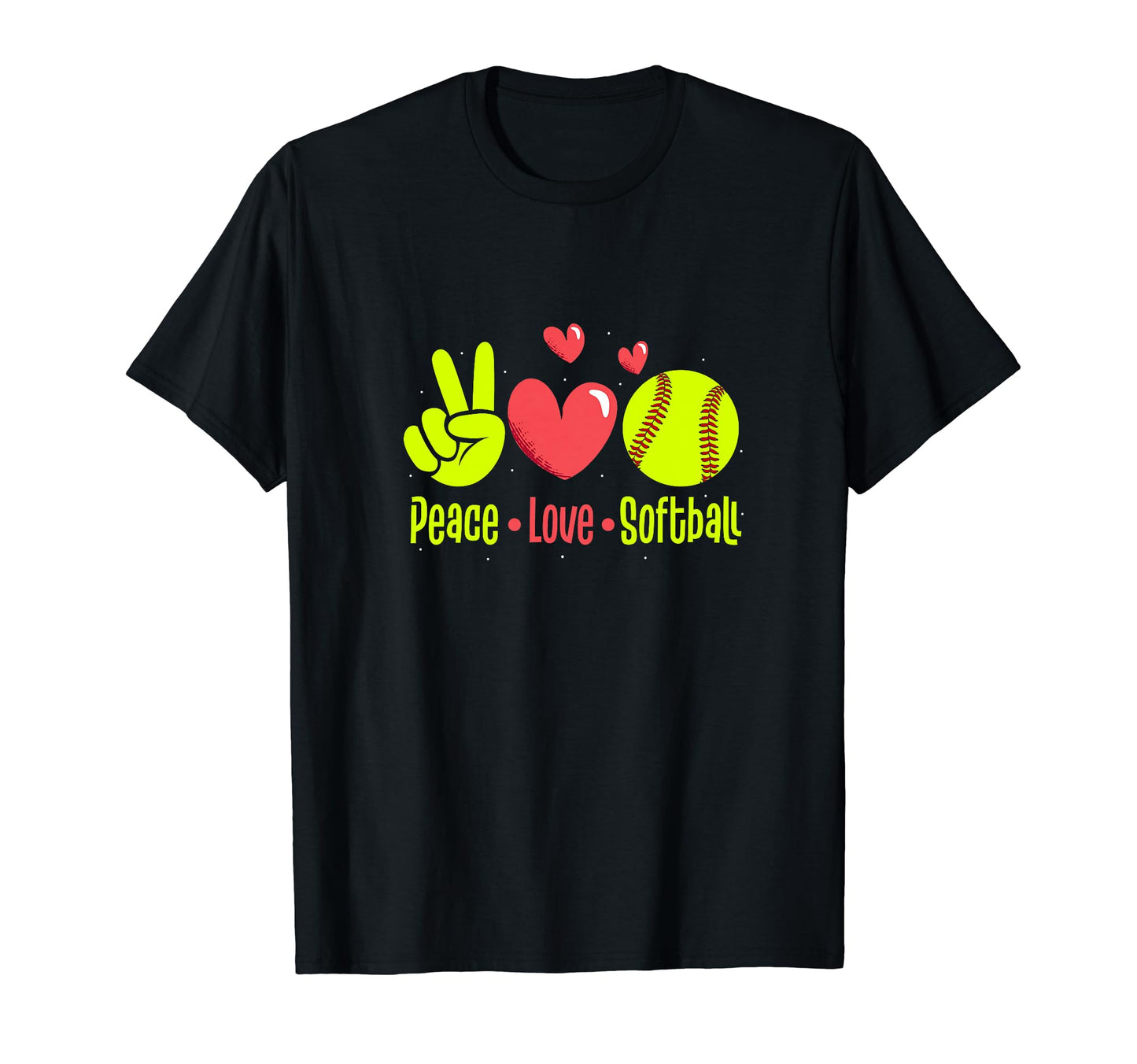 Peace Love Softball Team Baseball T-Shirt - Minimalist Print Men Women - T-Shirt, Sweatshirt, Hoodie