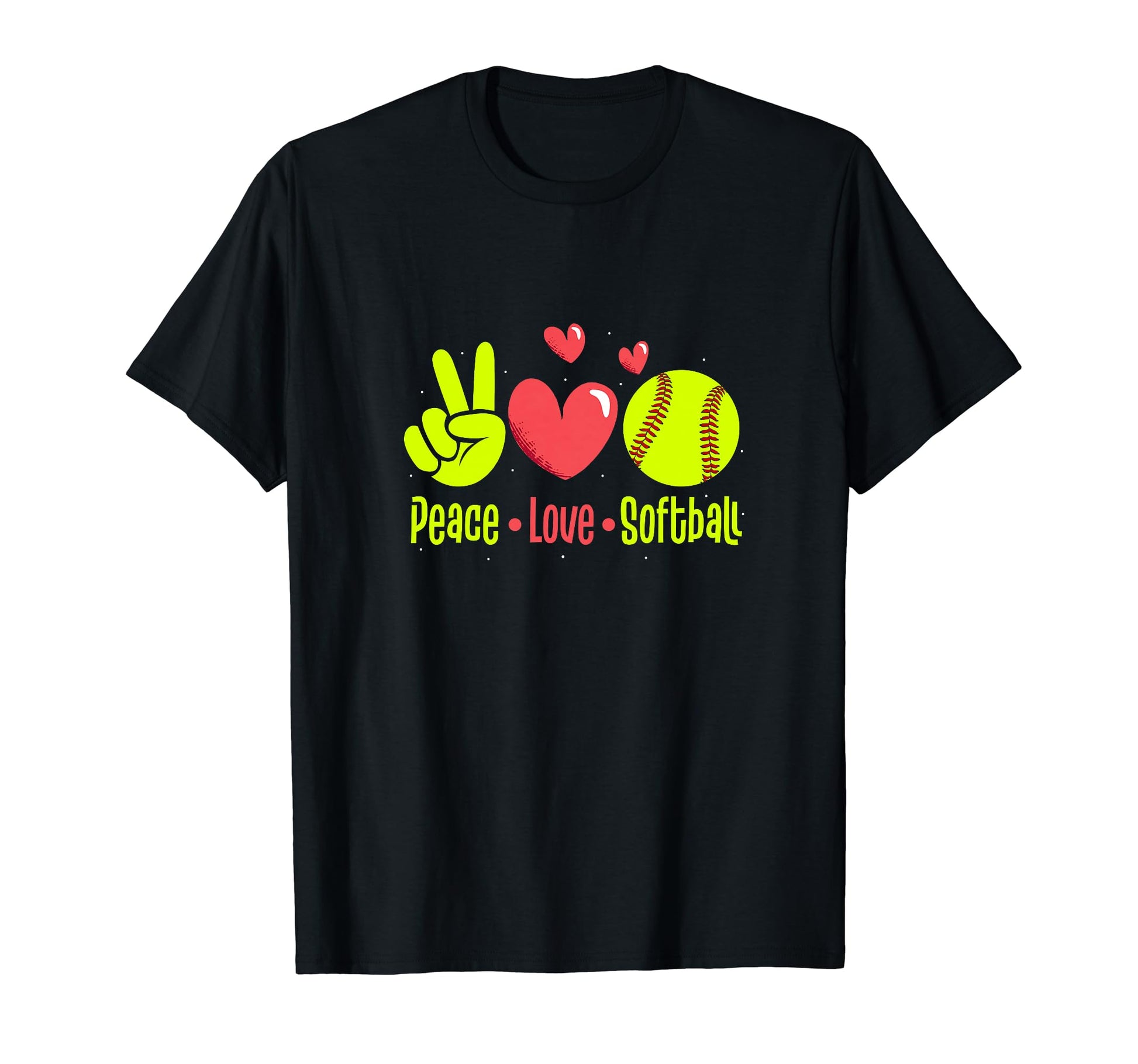 Peace Love Softball Team Baseball T-Shirt - Minimalist Print Men Women - T-Shirt, Sweatshirt, Hoodie