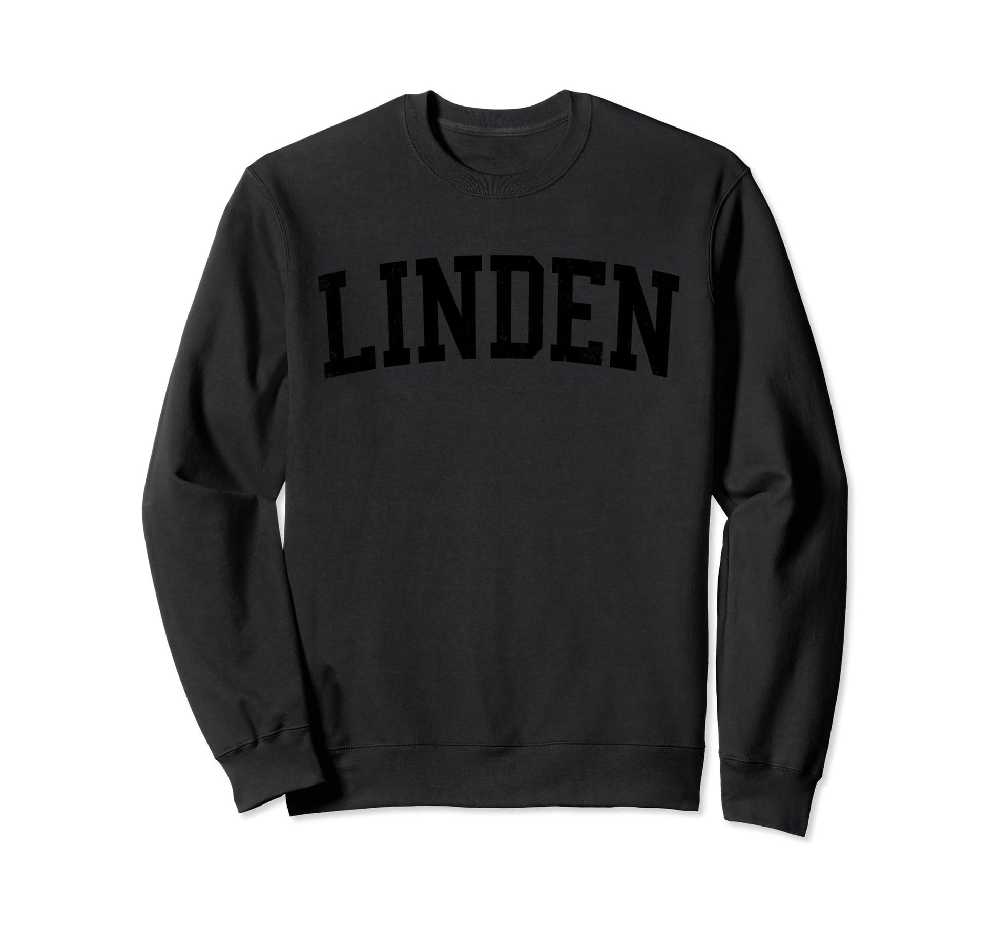Linden Nj Distressed Black Varsity Sweatshirt - Fun Novelty Design Unisex - T-Shirt, Sweatshirt, Hoodie