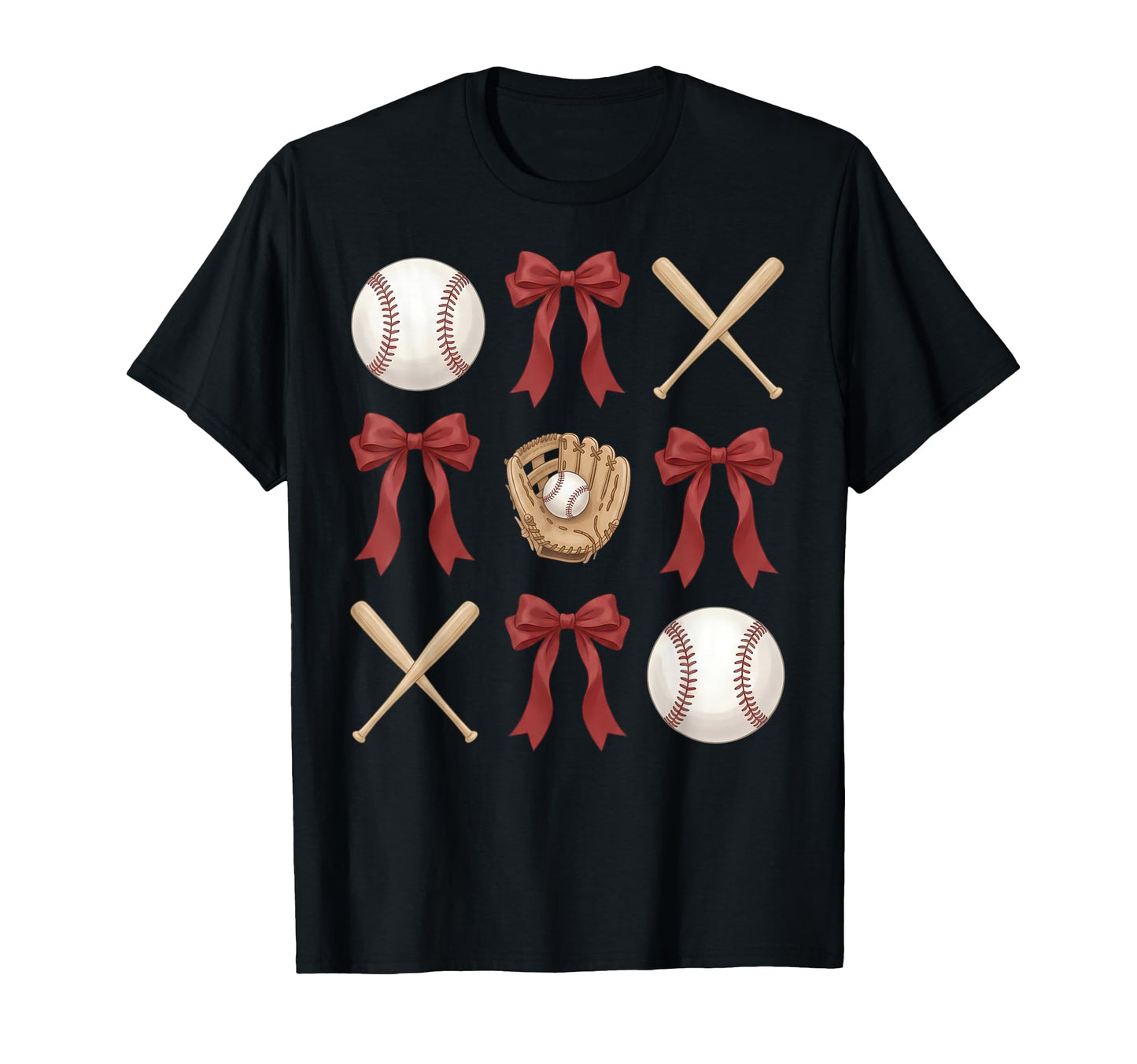Coquette Bow Baseball Sport Aesthetic T-Shirt - Custom Art Print Men Women - T-Shirt, Sweatshirt, Hoodie