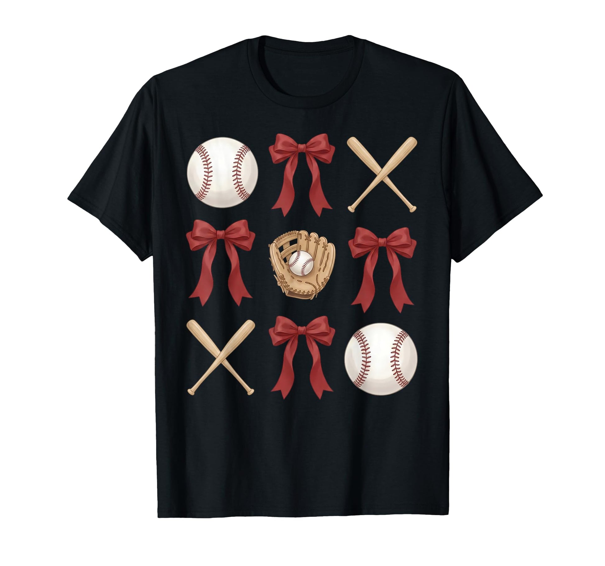 Coquette Bow Baseball Sport Aesthetic T-Shirt - Custom Art Print Men Women - T-Shirt, Sweatshirt, Hoodie
