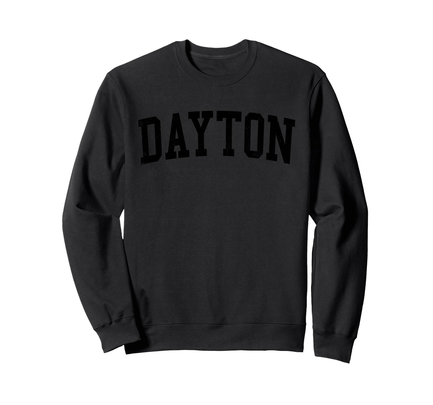 Dayton Oh Distressed Black Varsity Sweatshirt - Trendy Graphic Unisex - T-Shirt, Sweatshirt, Hoodie