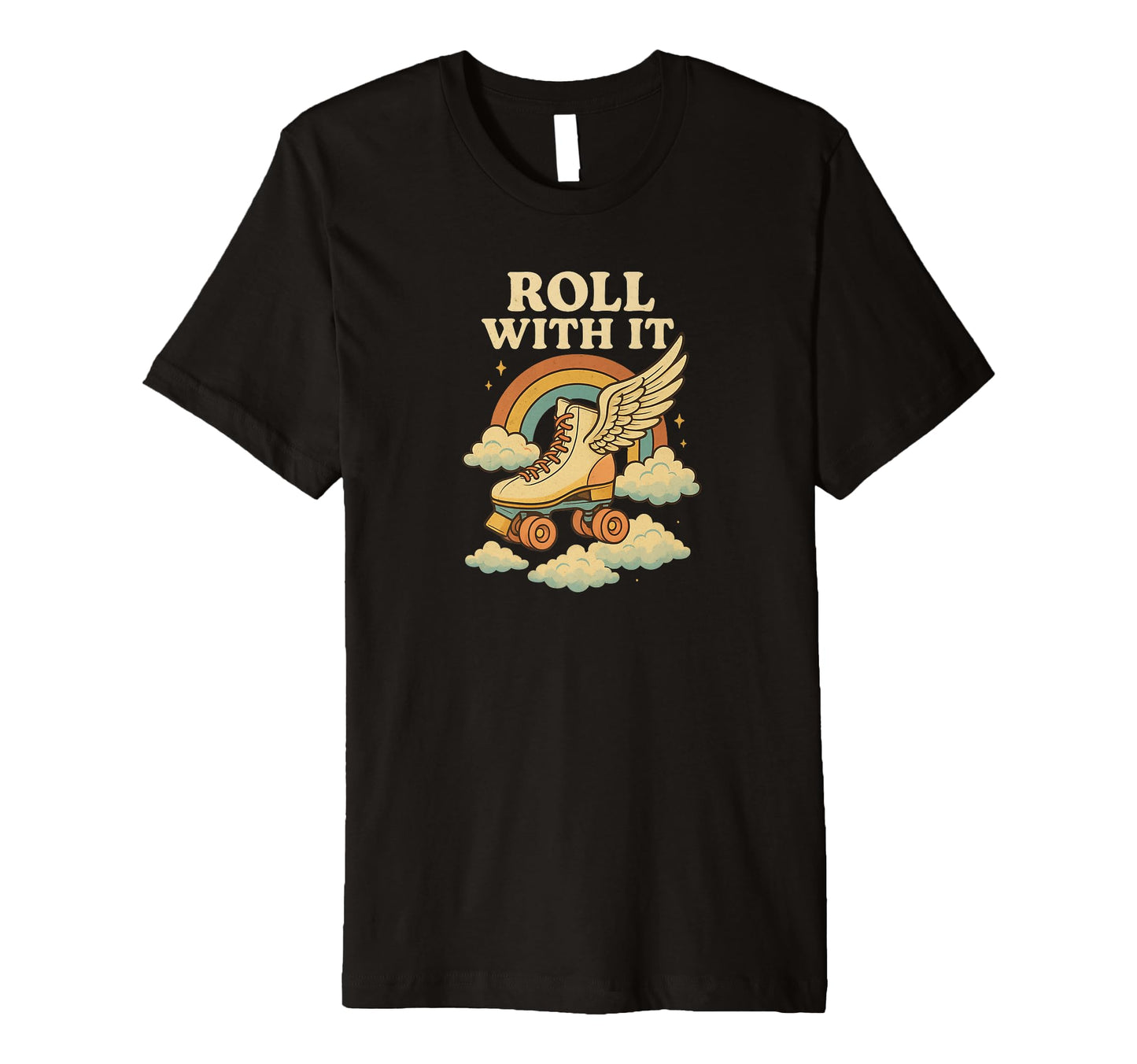 Roll It Roller Skate Wings Rainbow 70S T-Shirt - Custom Art Print Unisex - T-Shirt, Sweatshirt, Hoodie