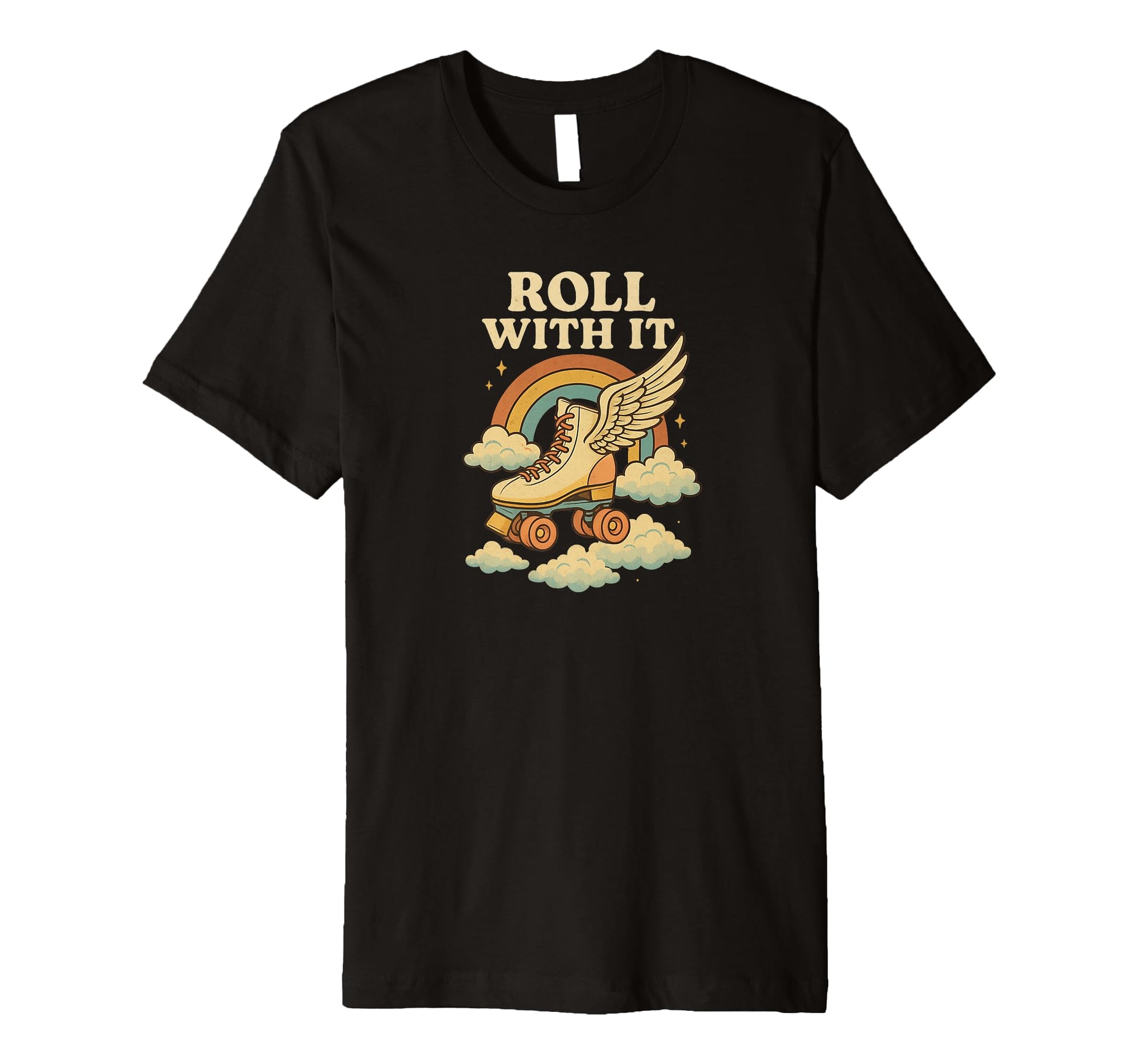 Roll It Roller Skate Wings Rainbow 70S T-Shirt - Custom Art Print Unisex - T-Shirt, Sweatshirt, Hoodie