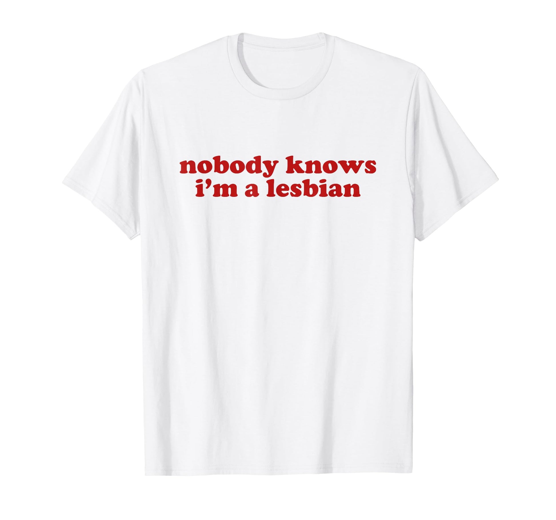 Nobody Knows Im Lesbian Y2K Aesthetic T-Shirt - Minimalist Print Men Women - T-Shirt, Sweatshirt, Hoodie