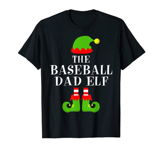 Baseball Dad Elf Family Matching Pajama T-Shirt - Minimalist Print Unisex - T-Shirt, Sweatshirt, Hoodie