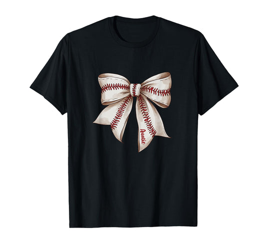 Auntie Baseball Bow Aunt T-Shirt - Fun Novelty Design Men Women - T-Shirt, Sweatshirt, Hoodie