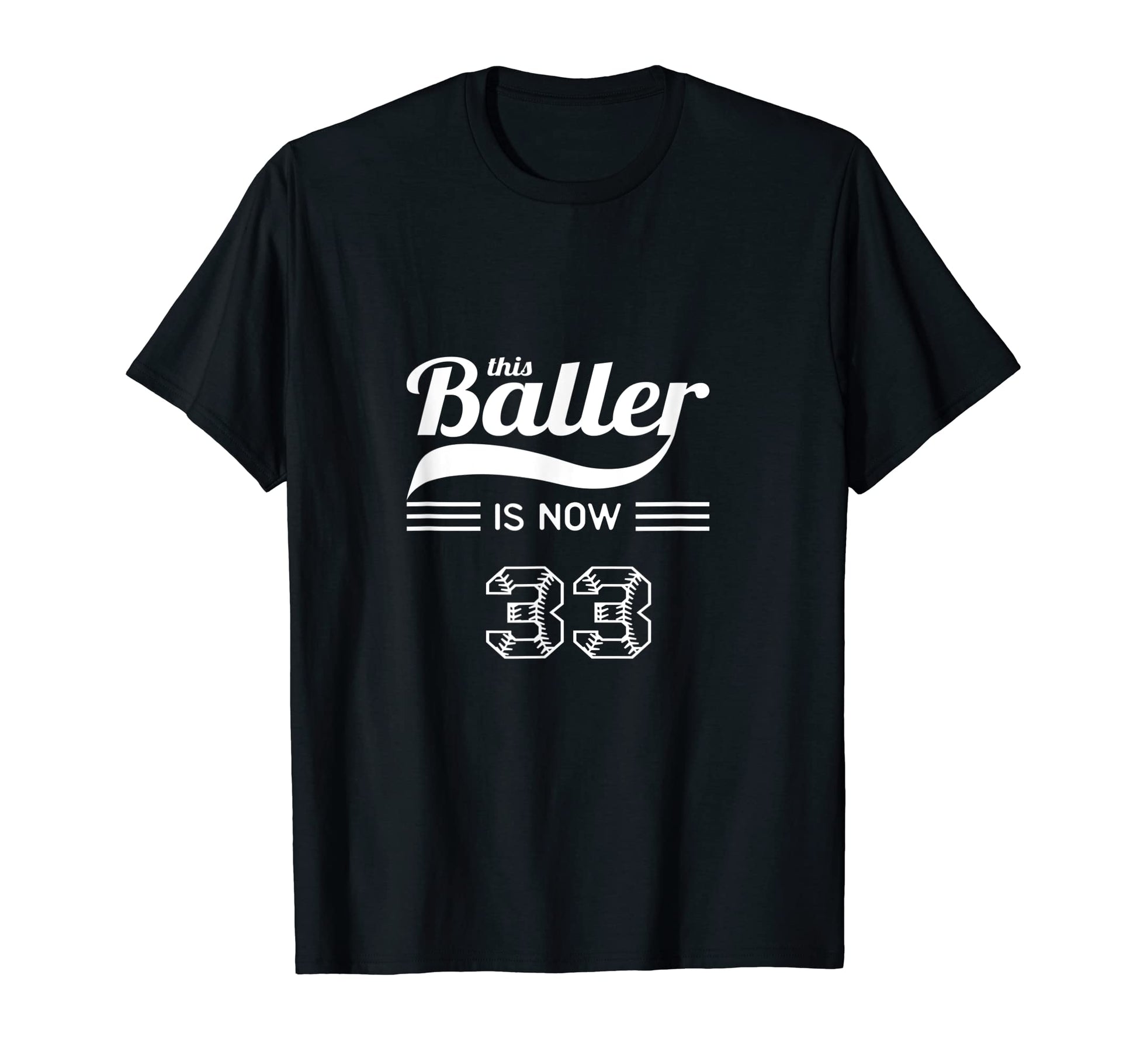 This Baller Is Now 33 Birthday T-Shirt - Minimalist Print for Adults - T-Shirt, Sweatshirt, Hoodie