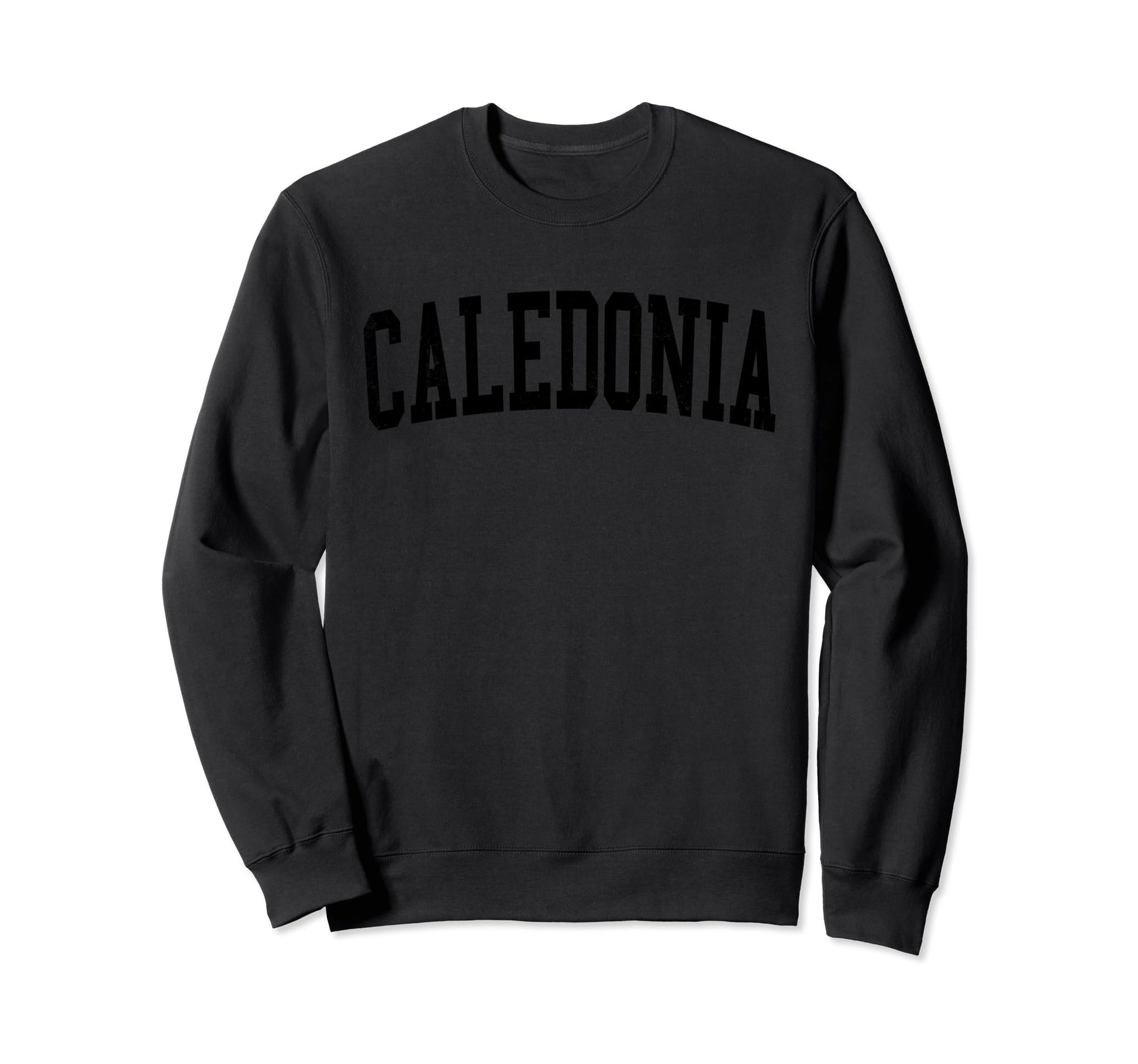 Caledonia Wi Distressed Black Sweatshirt - Unique Graphic for Adults - T-Shirt, Sweatshirt, Hoodie
