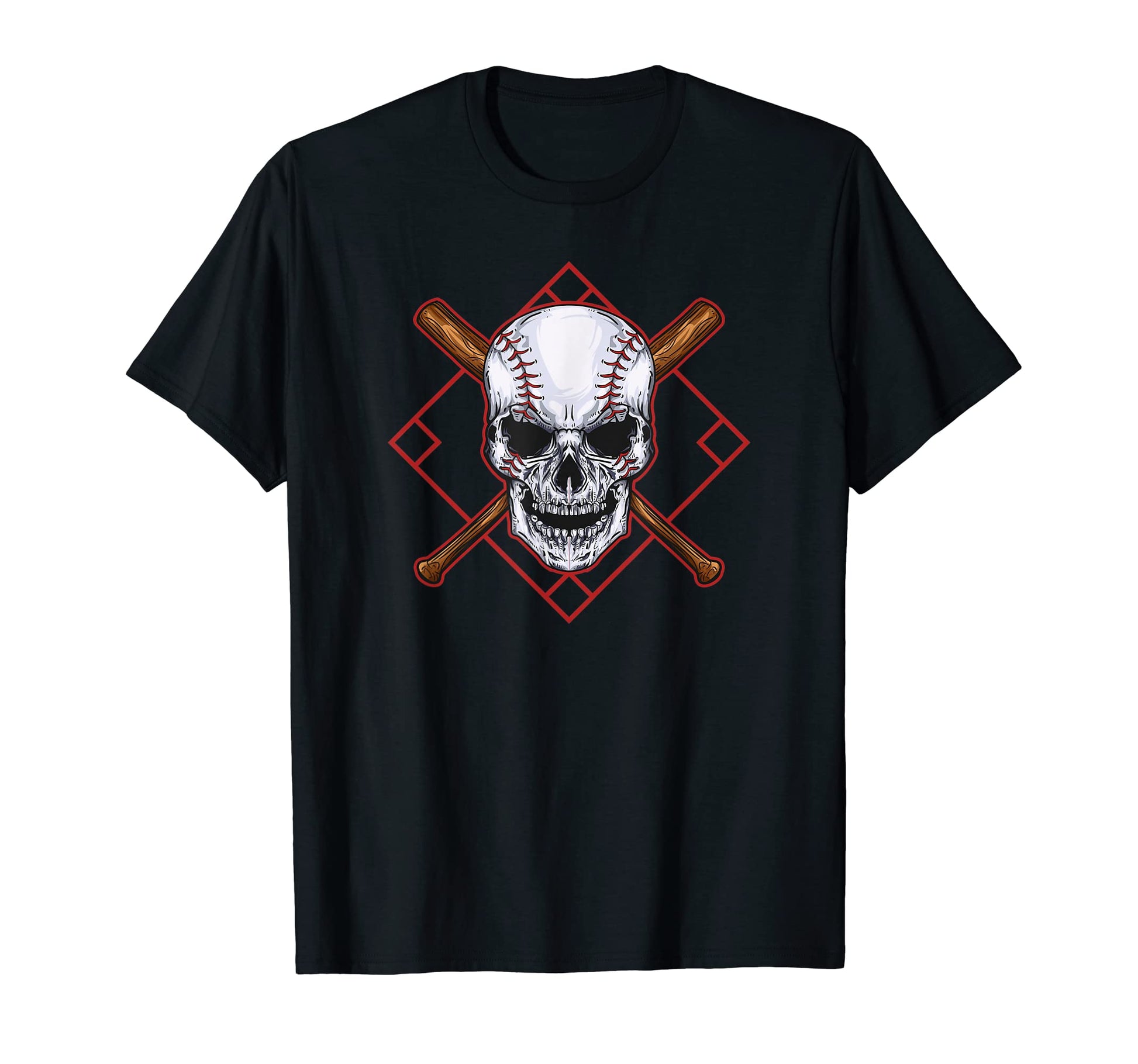 Skull And Baseball Fan Baseball Bats T-Shirt - Casual Everyday Wear Unisex - T-Shirt, Sweatshirt, Hoodie