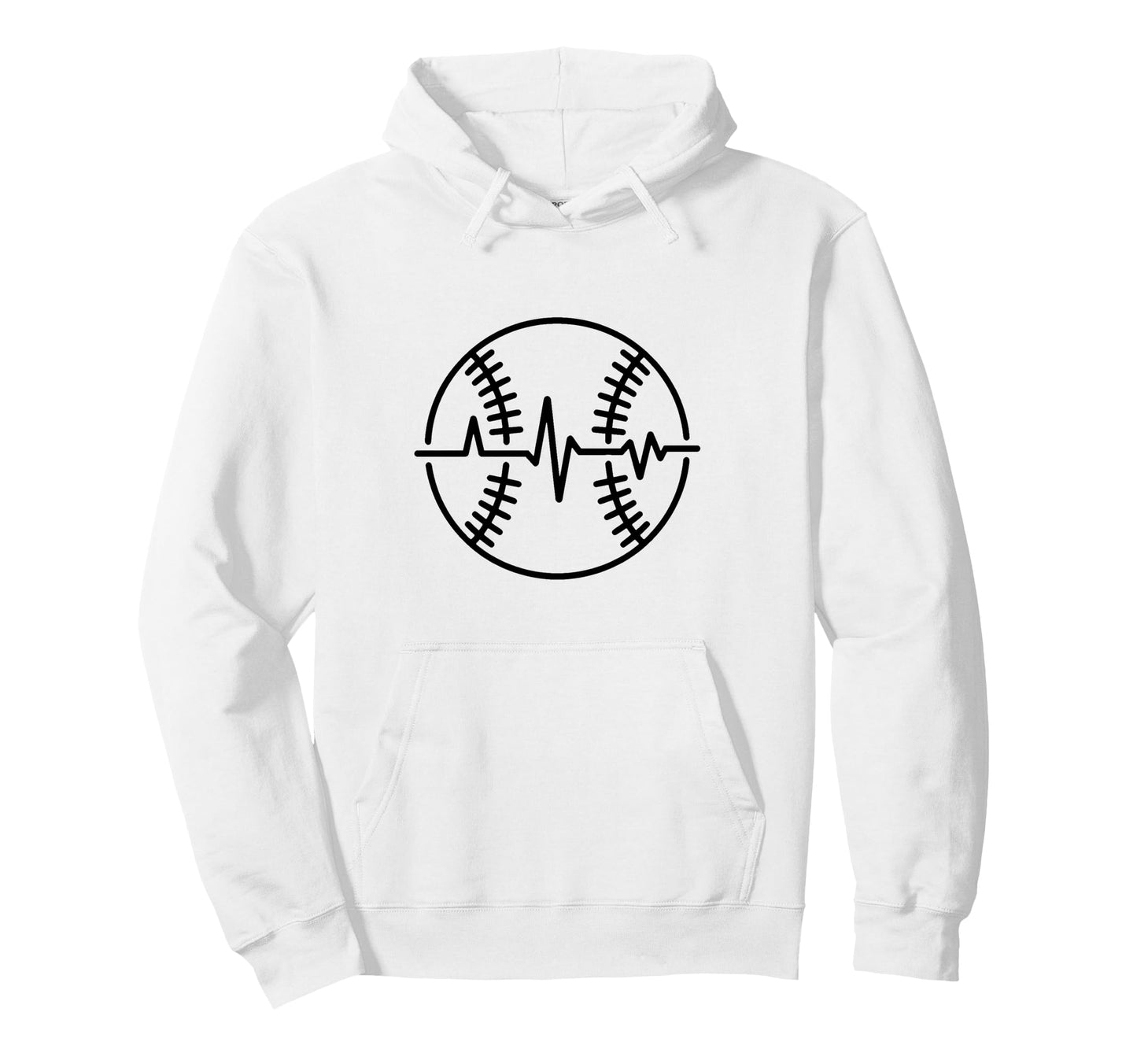 Heartbeat Baseball Line Pulse Player Hoodie - Aesthetic Graphic for Adults - T-Shirt, Sweatshirt, Hoodie
