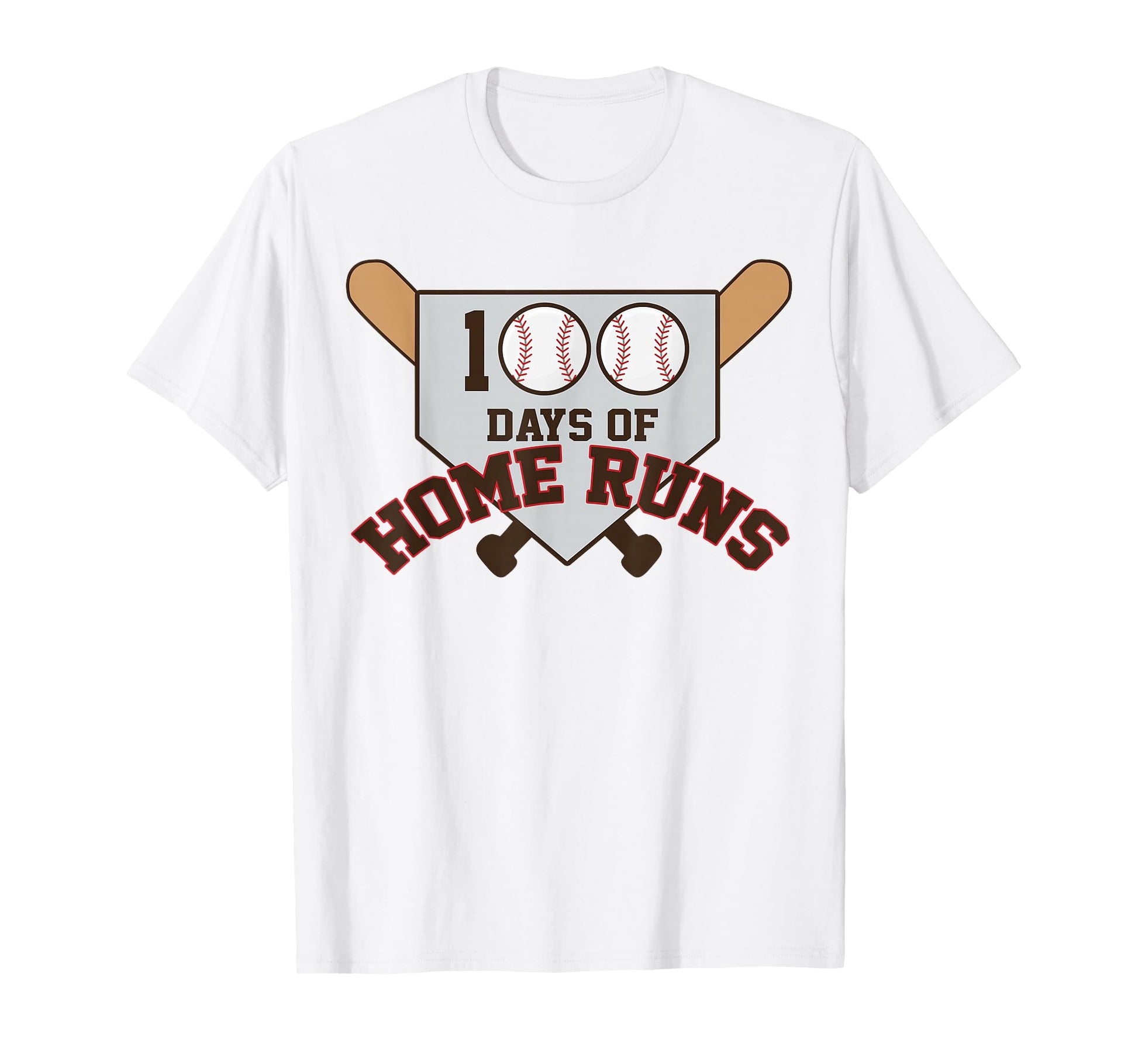 100 Days Home Runs Baseball Teacher T-Shirt - Minimalist Print for Adults - T-Shirt, Sweatshirt, Hoodie
