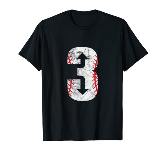 3 Baseball Sports Player Distressed T-Shirt - Aesthetic Graphic for Adults - T-Shirt, Sweatshirt, Hoodie