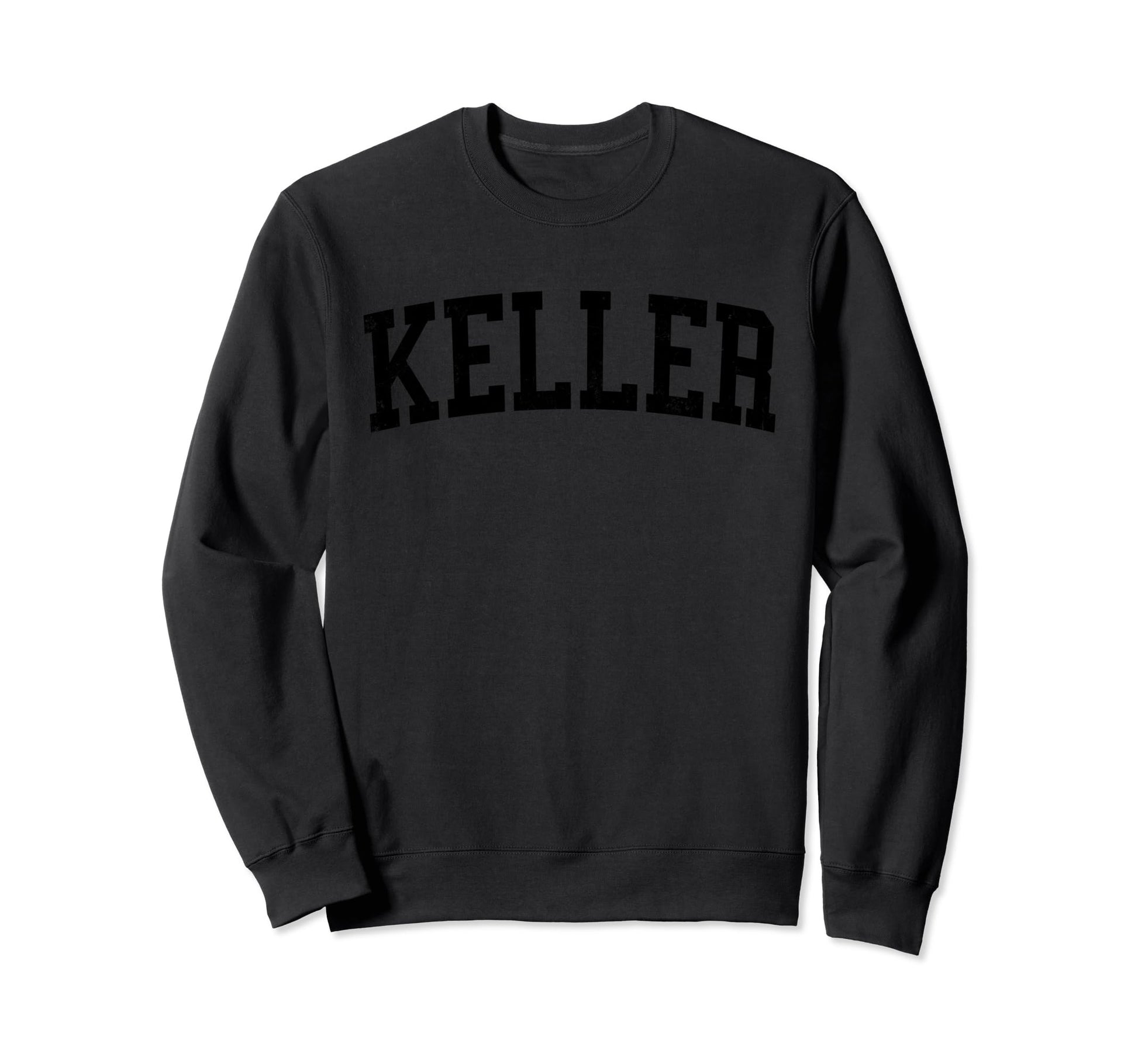 Keller Tx Distressed Black Varsity Sweatshirt - Trendy Graphic Unisex - T-Shirt, Sweatshirt, Hoodie