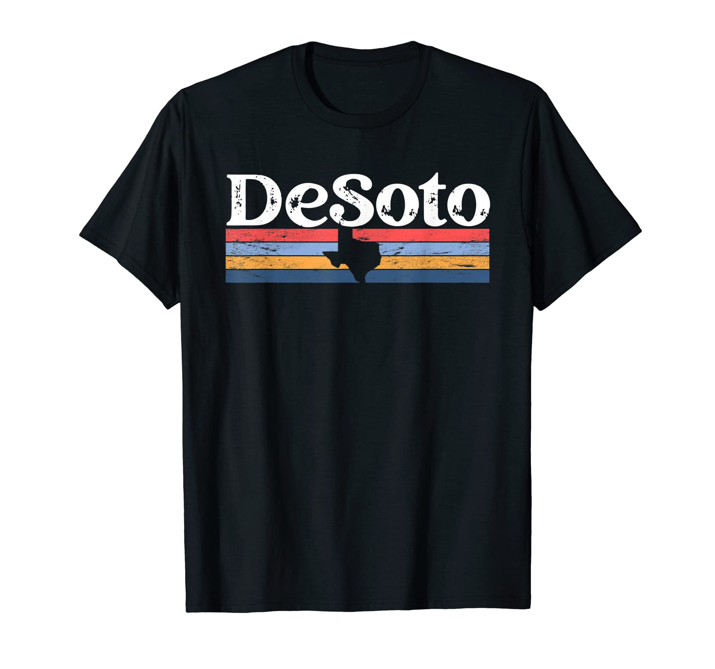Desoto Texas Tx Stripes State 70S Color T-Shirt - Novelty Apparel Men Women - T-Shirt, Sweatshirt, Hoodie